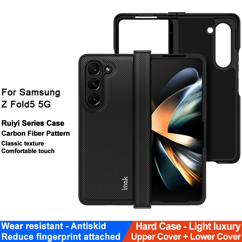 IMAK Ruiyi Series til Samsung Galaxy Z Fold5 5G Carbon Fiber Texture Telefoncover PU+PC Anti-Drop Telefoncover IMAK Ruiyi Series til Samsung Galaxy Z Fold5 5G Carbon Fiber Texture Telefoncover PU+PC Anti-Drop Telefoncover